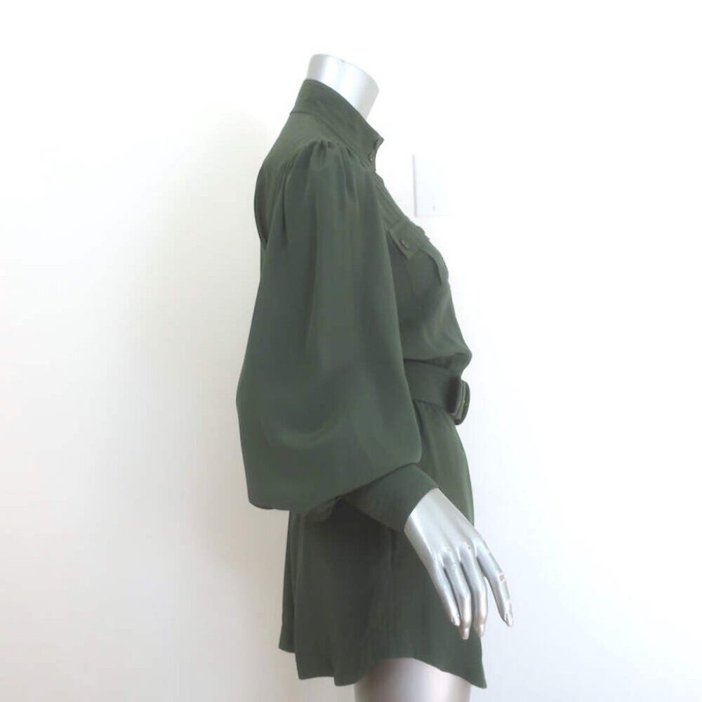 Zimmermann Espionage Utility Belted Romper Army Green Silk Crepe de Chine Size 1 - Picture 3 of 8